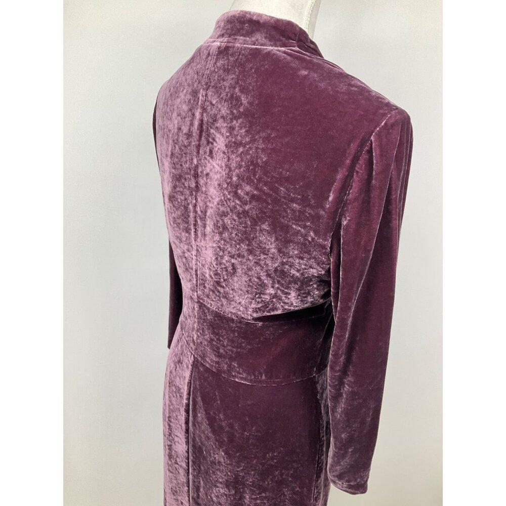 J Jill Crushed Velvet  Duster Dress size 4, Purple 10 hidden buttons - Picture 9 of 11